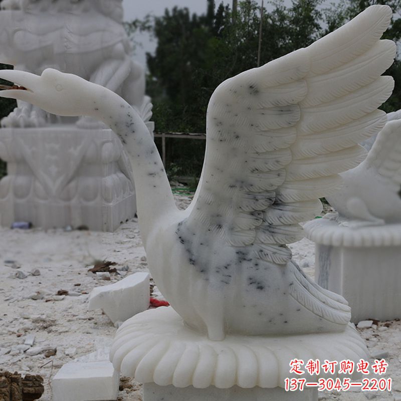 威海汉白玉天鹅石雕,精美绝伦,令人叹为观止