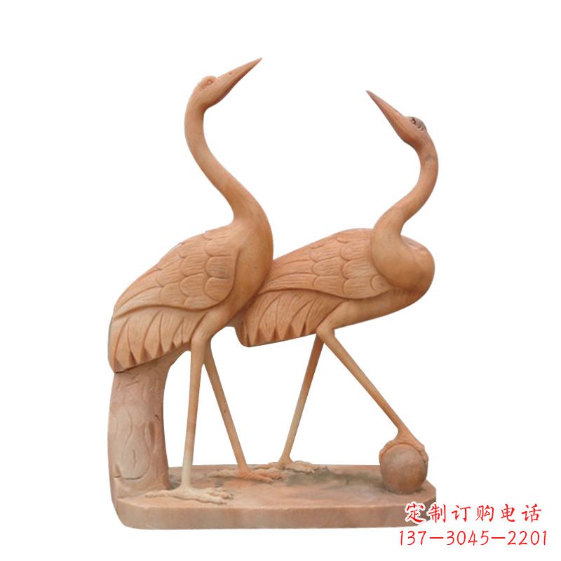 威海汉白玉花仙鹤雕塑,是来自中领雕塑的一件精…