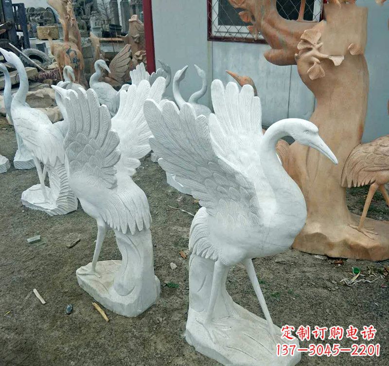 威海装点家园的仙鹤石雕
