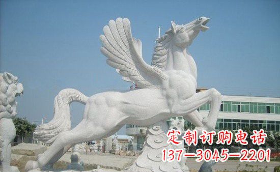 威海精美祥云飞马石雕,古朴大气