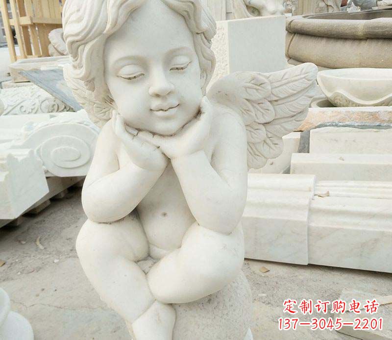 威海汉白玉小天使西方儿童石雕,让孩子们拥有属于自己的天使