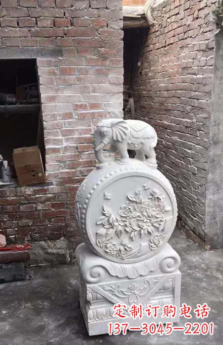 威海汉白玉小象抱鼓石雕塑之美