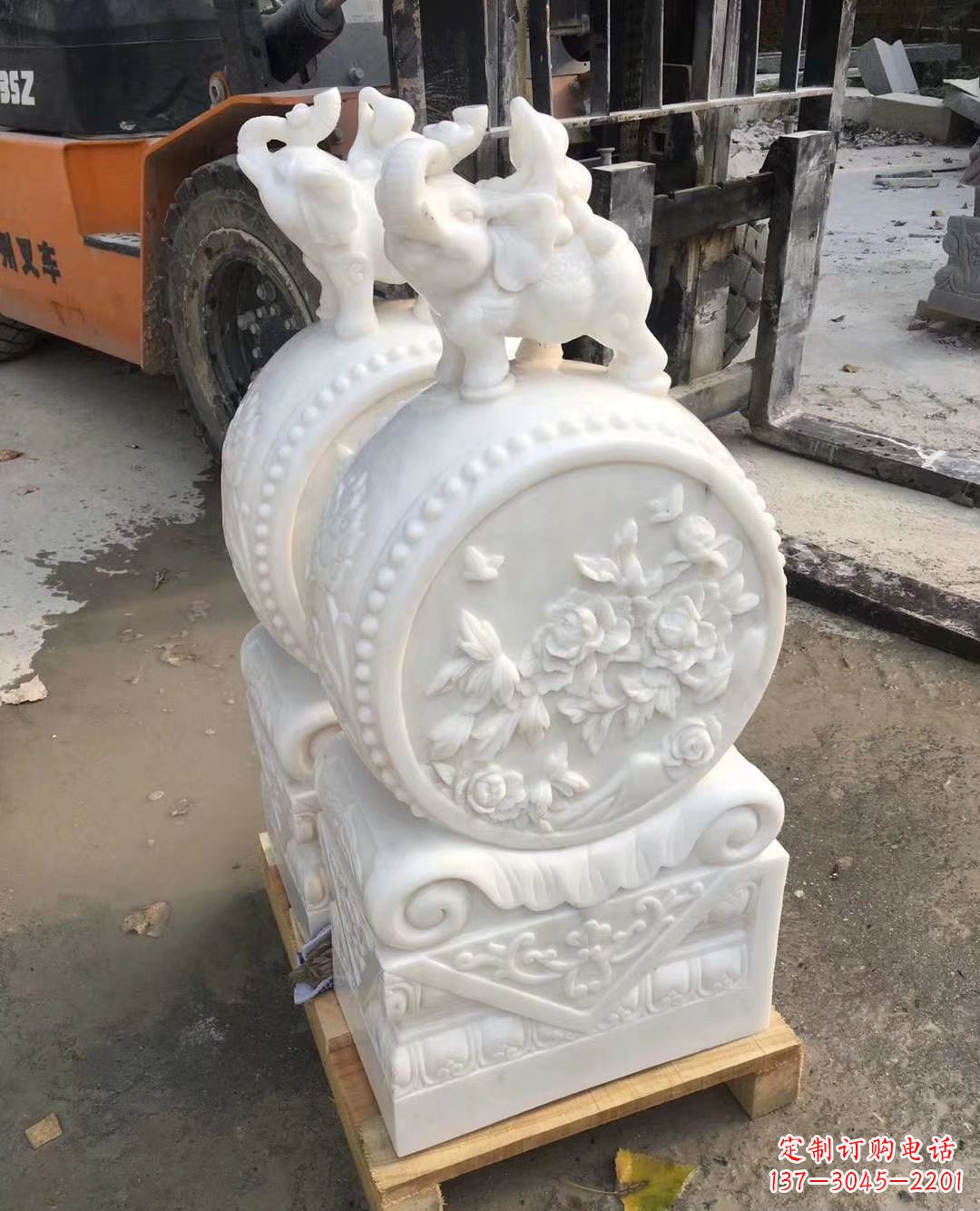 威海精致小象招财石门墩,树立你的百年吉祥