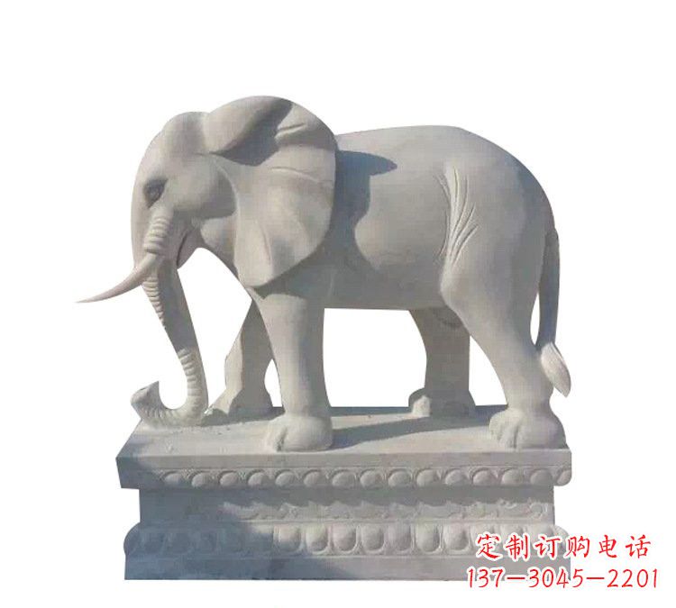 威海精美绝伦的汉白玉大象雕塑