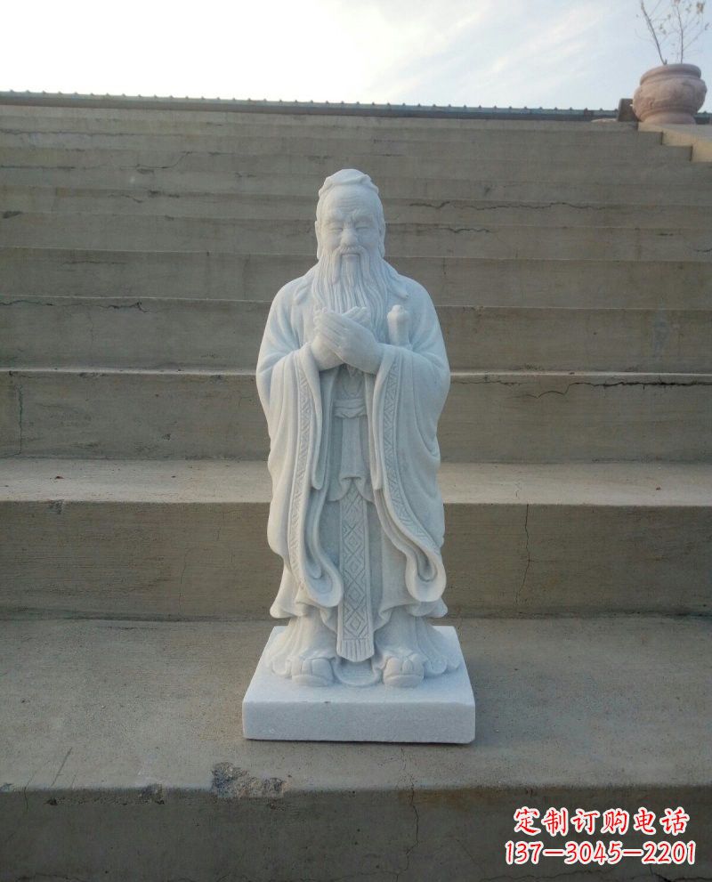 威海汉白玉孔子石雕,雕刻传承千百年文明