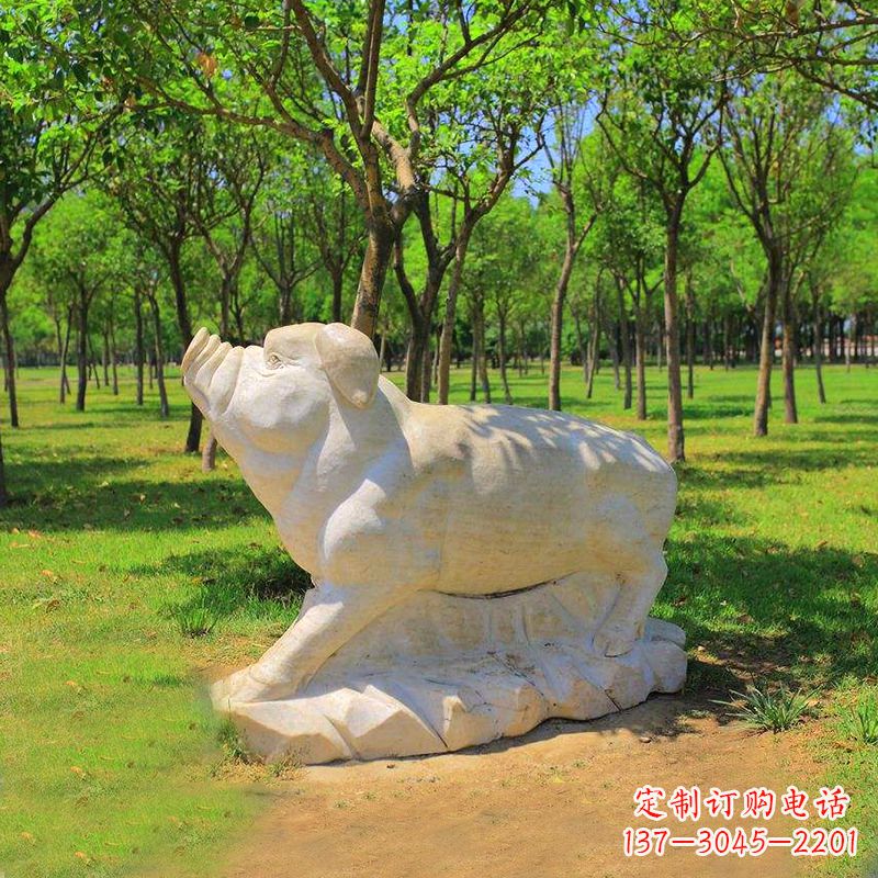 威海传统十二生肖精美手工猪石雕动物雕塑