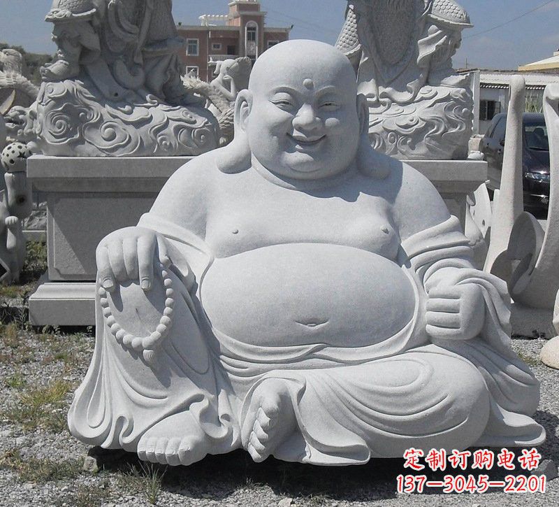 威海精美高雅的汉白玉弥勒佛雕像