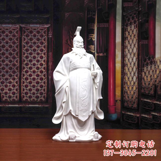 威海汉白玉石雕刻,高贵内敛的汉武帝刘彻汉雕像