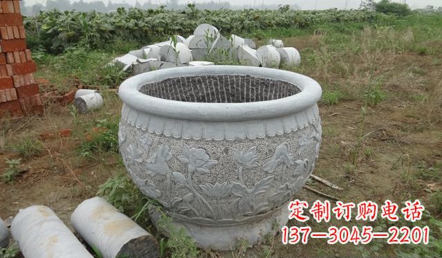 威海荷花花盆公园景观石雕,千般美妙一览无余