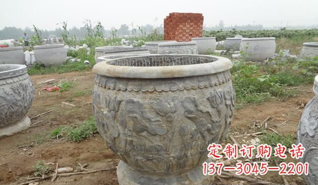 威海荷花花盆公园景观石浮雕