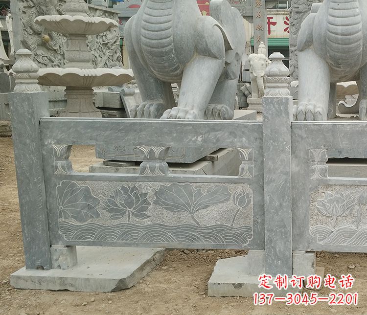 威海荷花石浮雕仿古栏板石雕