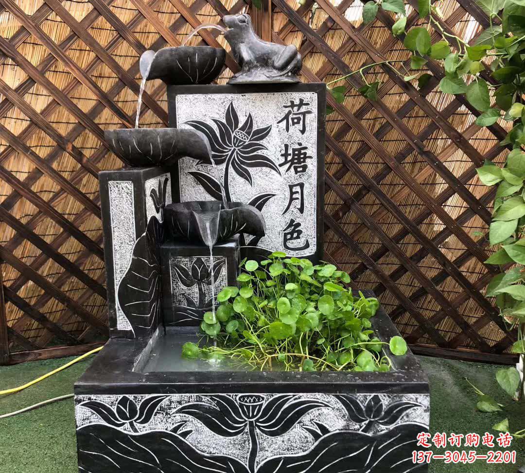 威海荷塘月色景观石雕喷水池