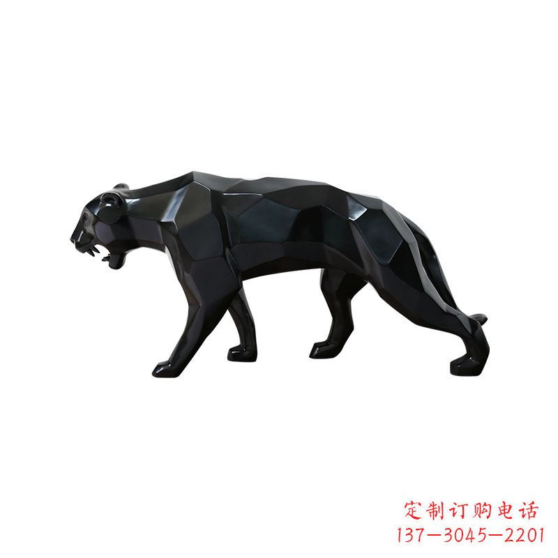 威海黑色魅力,豹子玻璃钢雕塑
