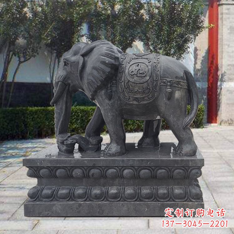 威海黑色大象石雕,独特雕塑制作享受