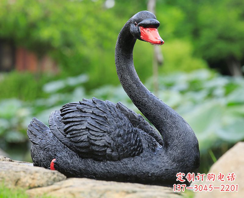 威海精致高端的黑色天鹅雕塑