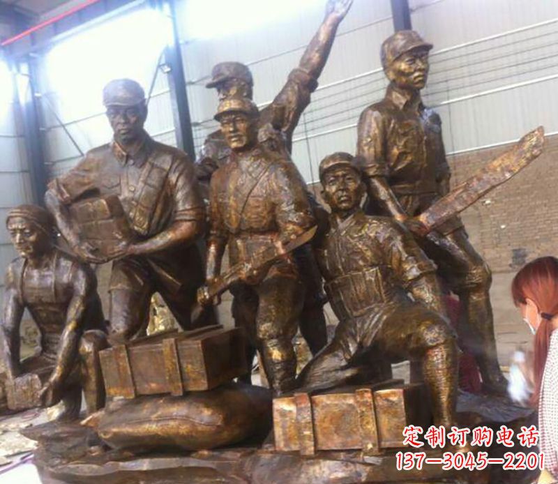 威海红军打仗铜雕