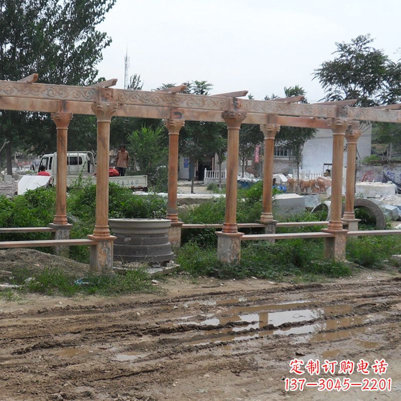 威海红色石雕定制长廊雕塑