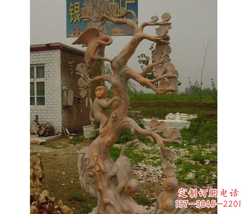 威海优雅灵动的猴子石雕