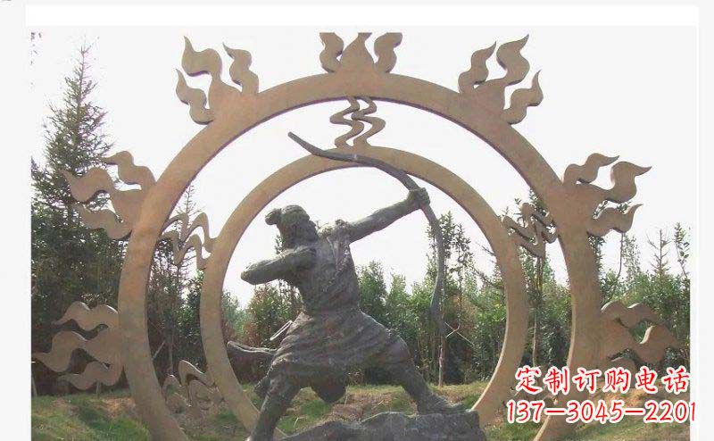 威海后羿射日玻璃钢仿铜人物雕塑