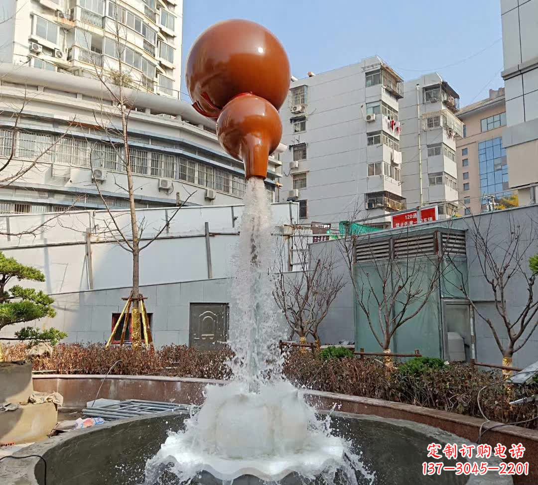 威海葫芦广场喷泉雕塑,精致唯美