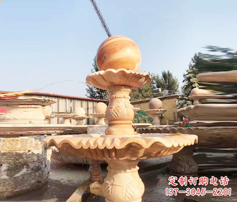 威海湖北石雕风水球喷泉——精品水泵雕塑