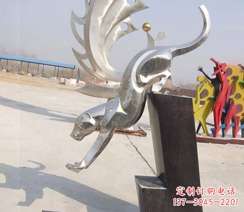 威海经典大气的不锈钢豹子雕塑