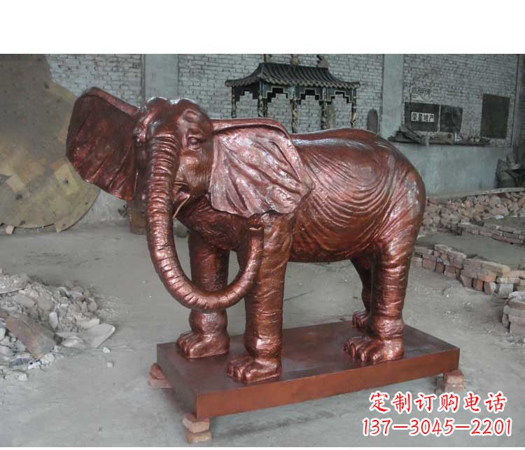 威海户外大象动物铜雕塑