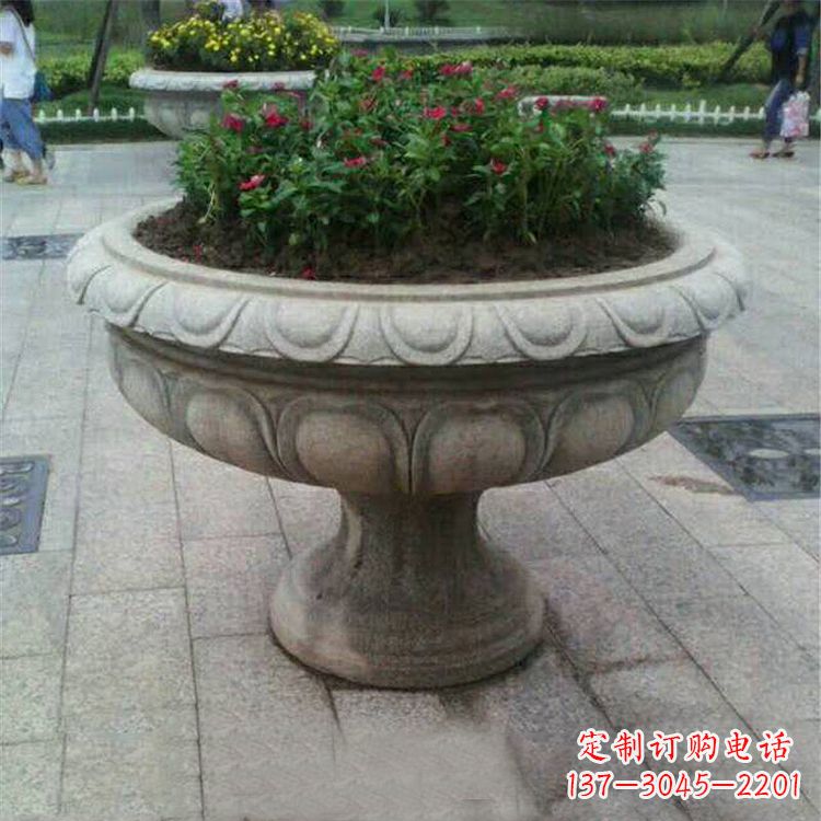 威海中领雕塑:精美花岗岩公园石雕花盆