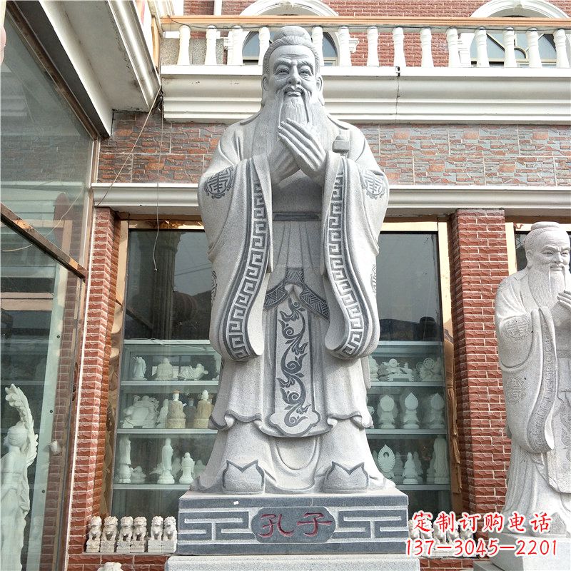 威海花岗岩石雕校园孔子雕像