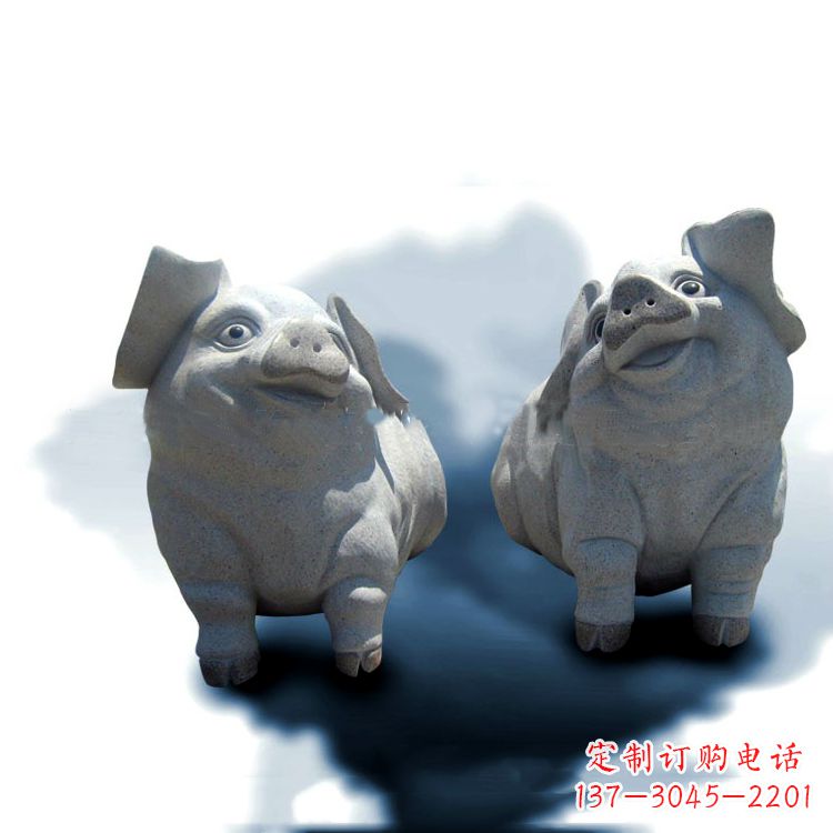 威海花岗岩石雕猪-可爱的福猪生肖动物雕塑