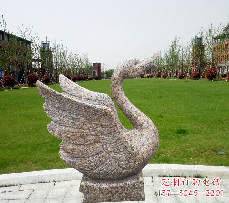 威海中领雕塑推出的浪漫喷水天鹅雕塑，它是一件…