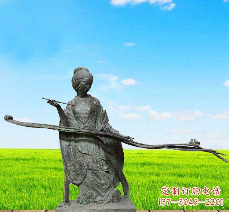 威海画画的古代美女铜雕