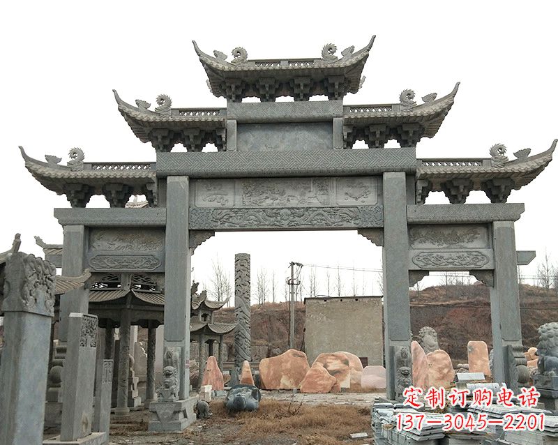 威海黄冈石雕牌坊--专业定制牌坊雕塑