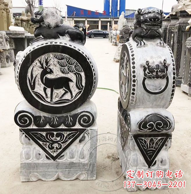 威海黄山石雕门墩石