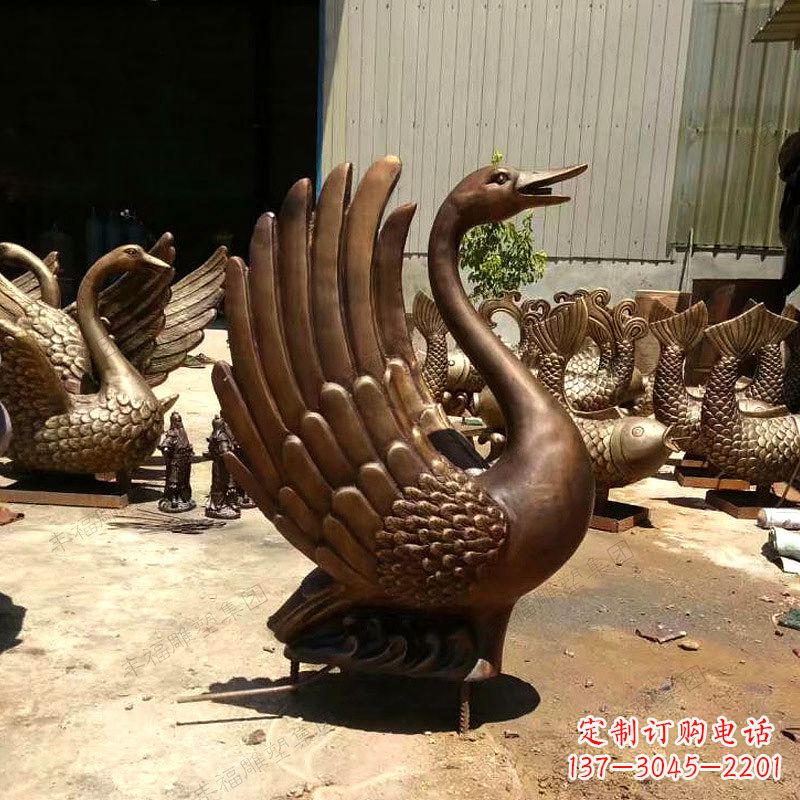 威海精美黄铜天鹅雕塑中领雕塑的精美黄铜天鹅雕…