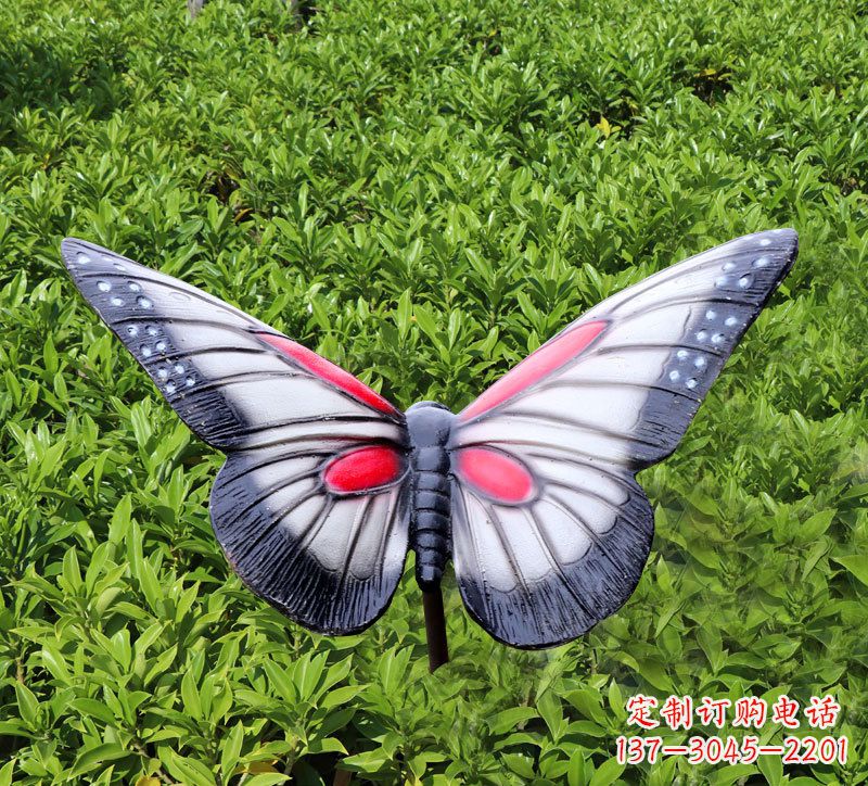 威海灰黑色仿真蝴蝶玻璃钢铸造雕塑