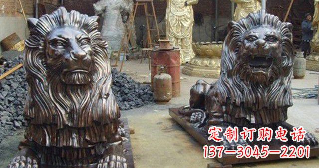 威海汇丰铜狮子雕塑,令人叹为观止