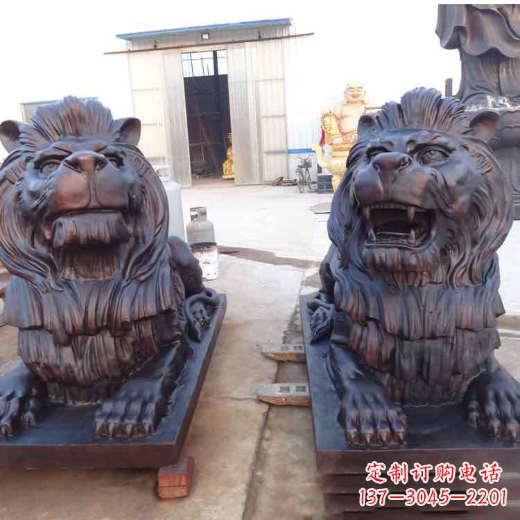 威海汇丰银行狮子雕塑,精美雕塑展示您的财富