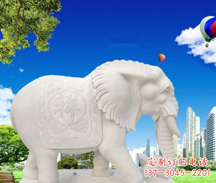 威海唯美大象石雕,祥和吉祥如意