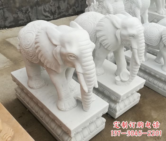 威海增添吉祥气息的玉质大象雕塑