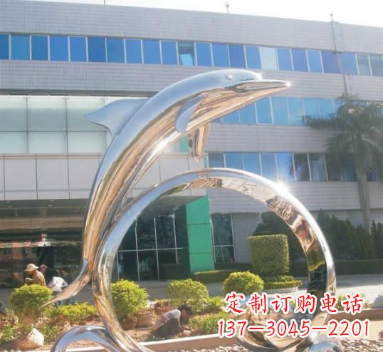 威海精致的不锈钢海豚雕塑