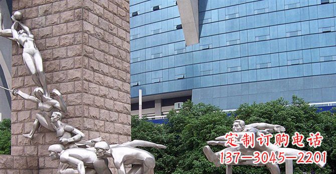 威海街边不锈钢运动员人物雕塑