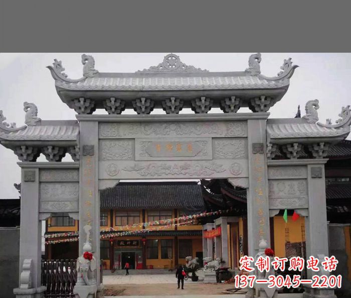 威海专业街边道路三门石牌坊雕塑制作