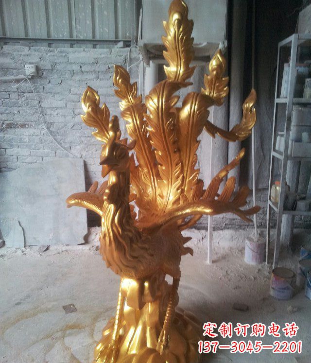 威海金凤凰玻璃钢仿铜动物雕塑─让美丽无限盛开