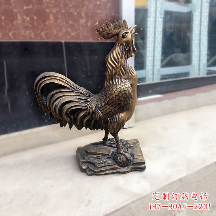 威海金鸡报晓生肖动物纯铸铜雕塑
