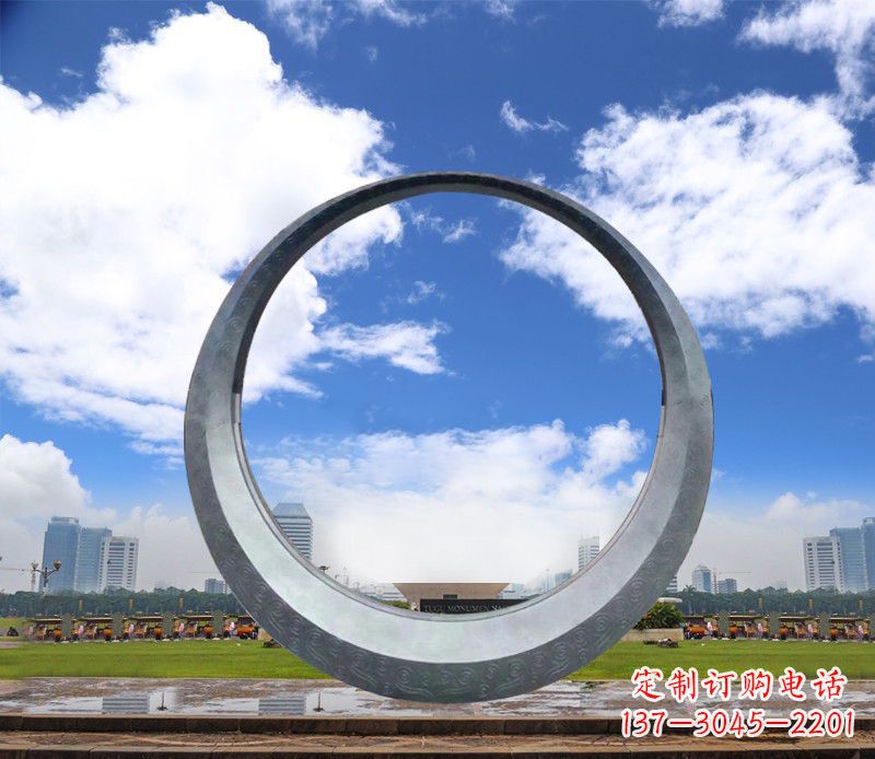 威海景观美化,中领雕塑不锈钢圆环雕塑