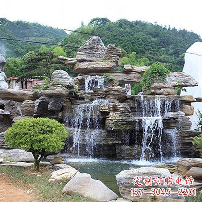 威海领雕塑让您的景区更精彩——奇石流水假山雕塑