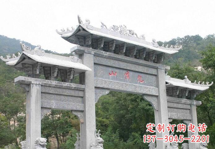 威海景区三门仿古牌坊石雕