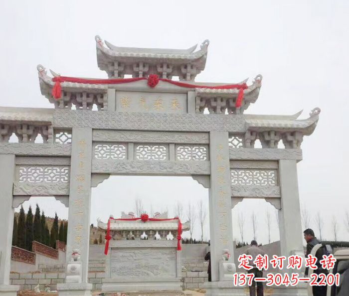 威海景区三门牌坊石雕 (14)