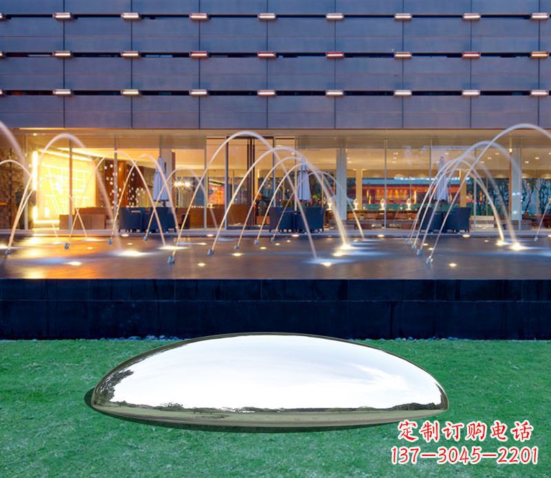 威海镜面不锈钢鹅卵石雕塑 